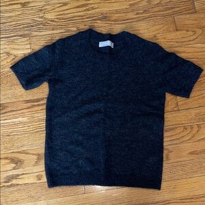 Heather Black Alpaca Short Sleeve Sweater